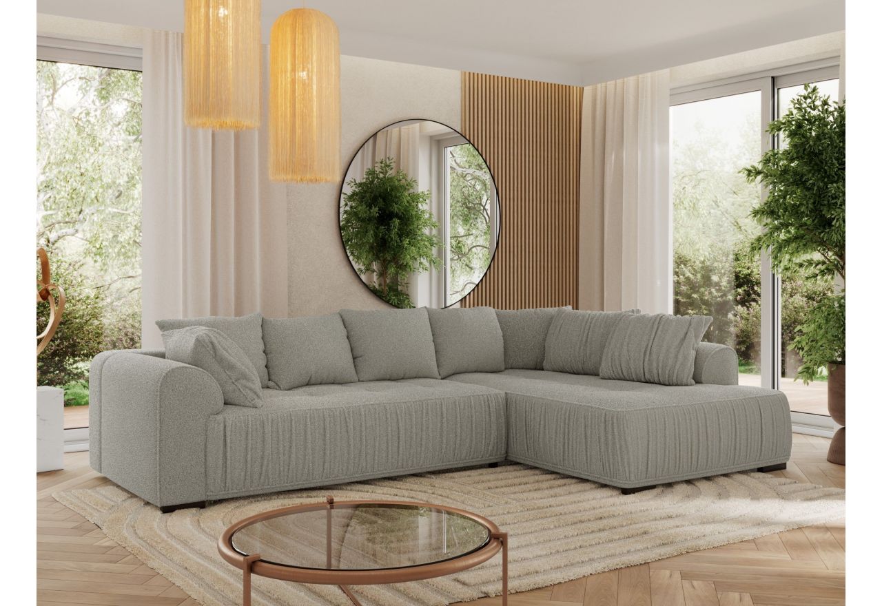 Narożnik ORTA L - strona prawa - szary, boucle