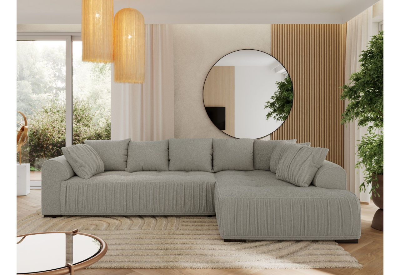 Narożnik ORTA L - strona prawa - szary, boucle