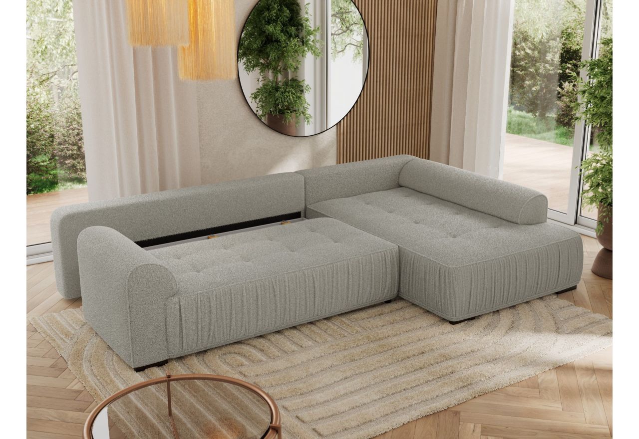 Narożnik ORTA L - strona prawa - szary, boucle