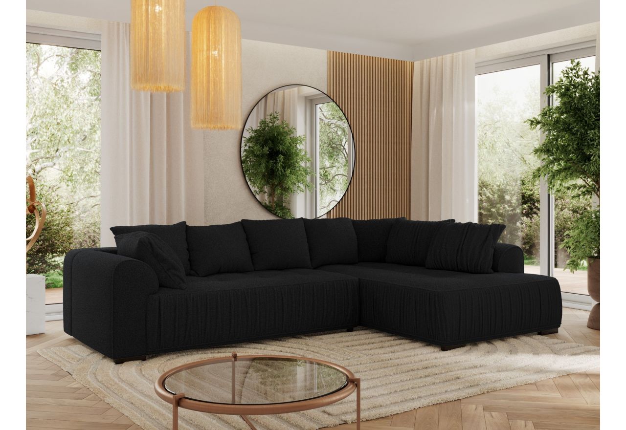 Narożnik ORTA L - strona prawa - czarny, boucle