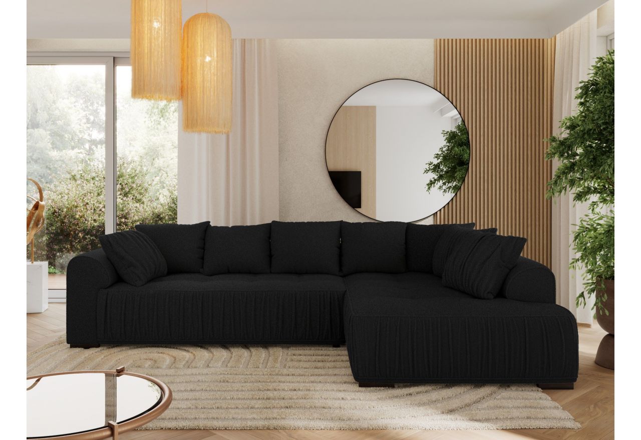 Narożnik ORTA L - strona prawa - czarny, boucle