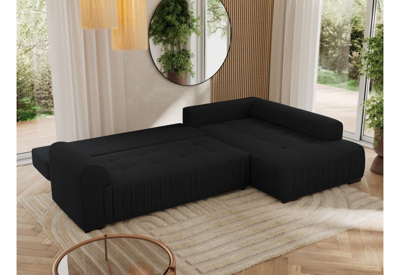 Narożnik ORTA L - strona prawa - czarny, boucle