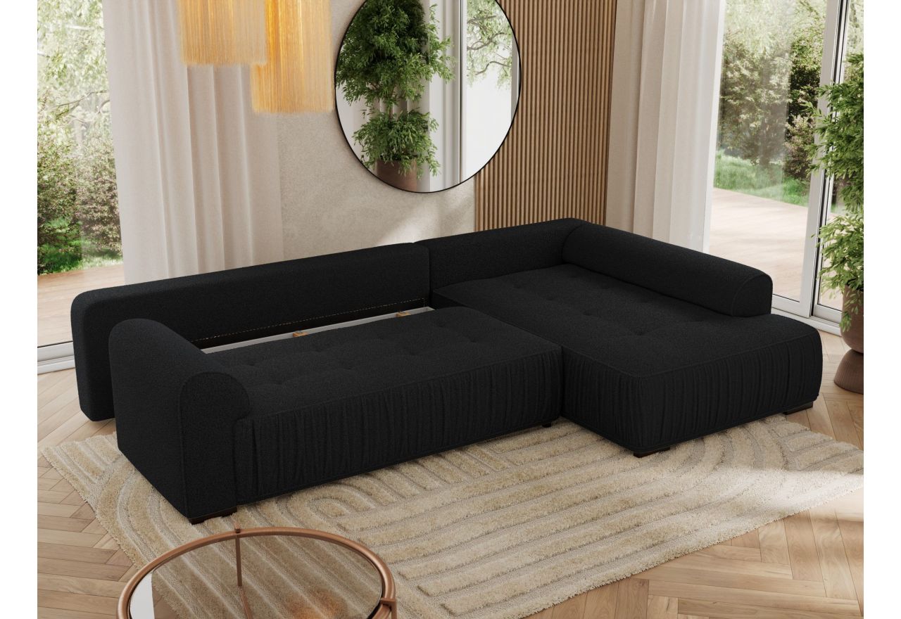 Narożnik ORTA L - strona prawa - czarny, boucle