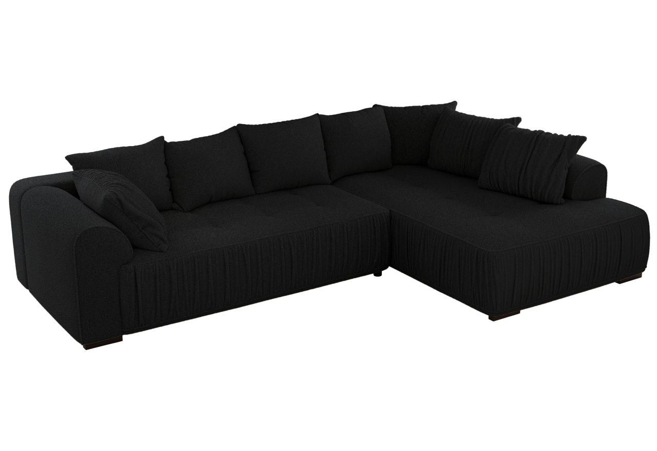 Narożnik ORTA L - strona prawa - czarny, boucle