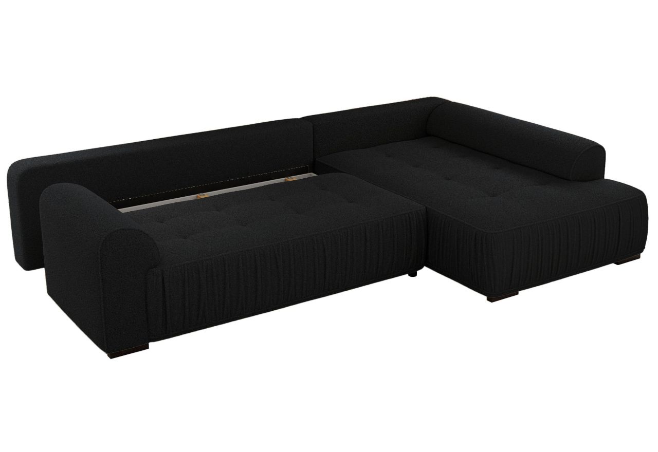 Narożnik ORTA L - strona prawa - czarny, boucle