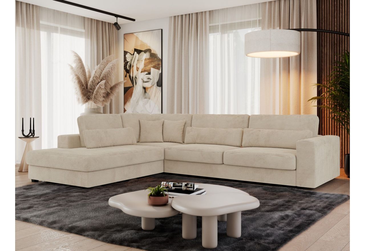 Narożnik SAVONA L - strona lewa - beżowy, sztruks