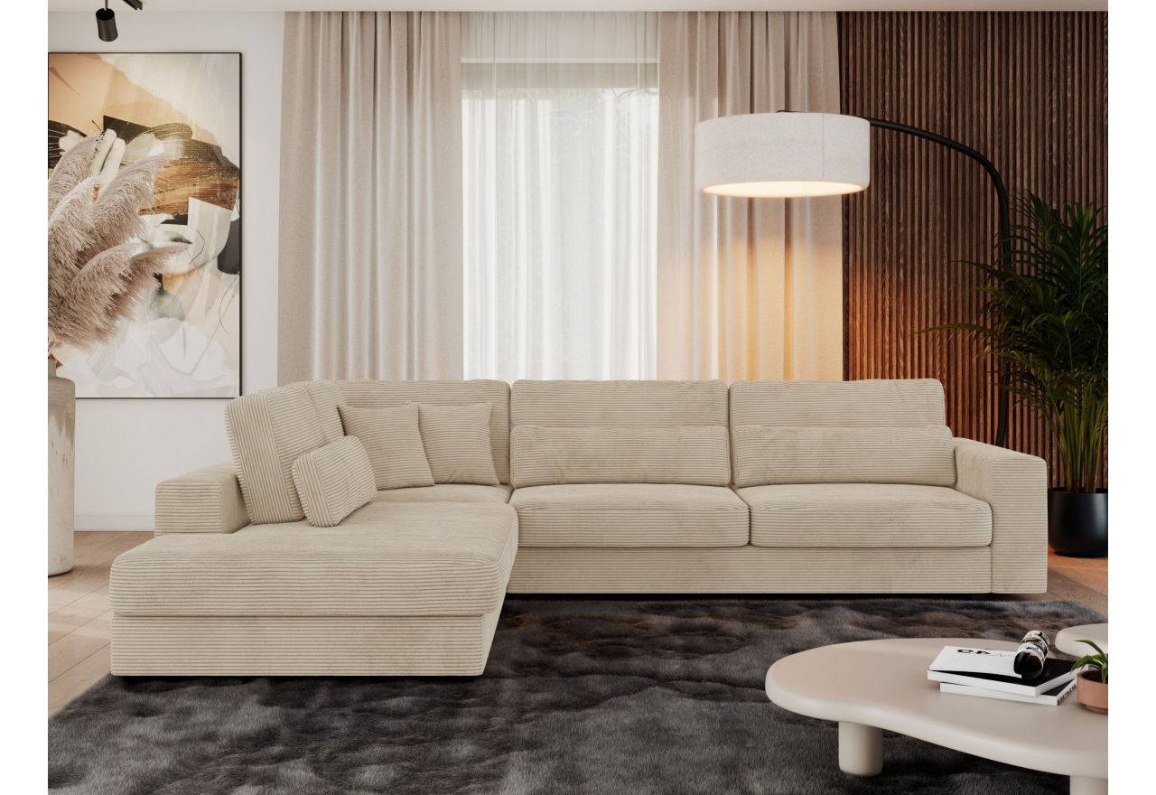 Narożnik SAVONA L - strona lewa - beżowy, sztruks