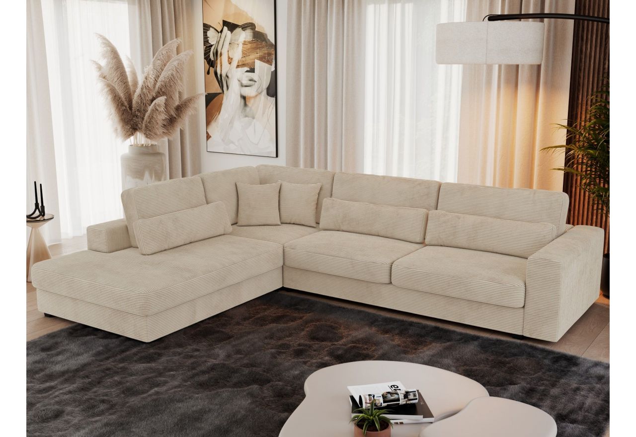 Narożnik SAVONA L - strona lewa - beżowy, sztruks