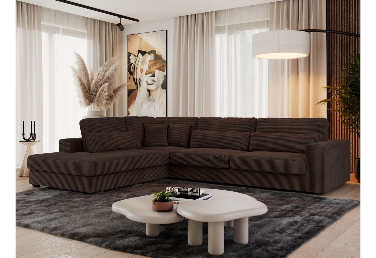 Narożnik SAVONA L - strona lewa - brązowy, sztruks