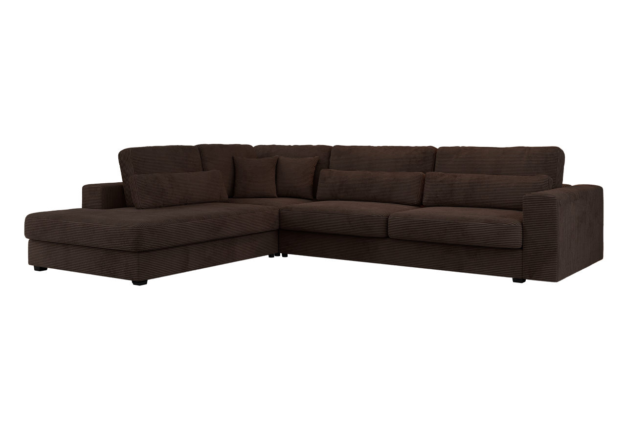 Narożnik SAVONA L - strona lewa - brązowy, sztruks