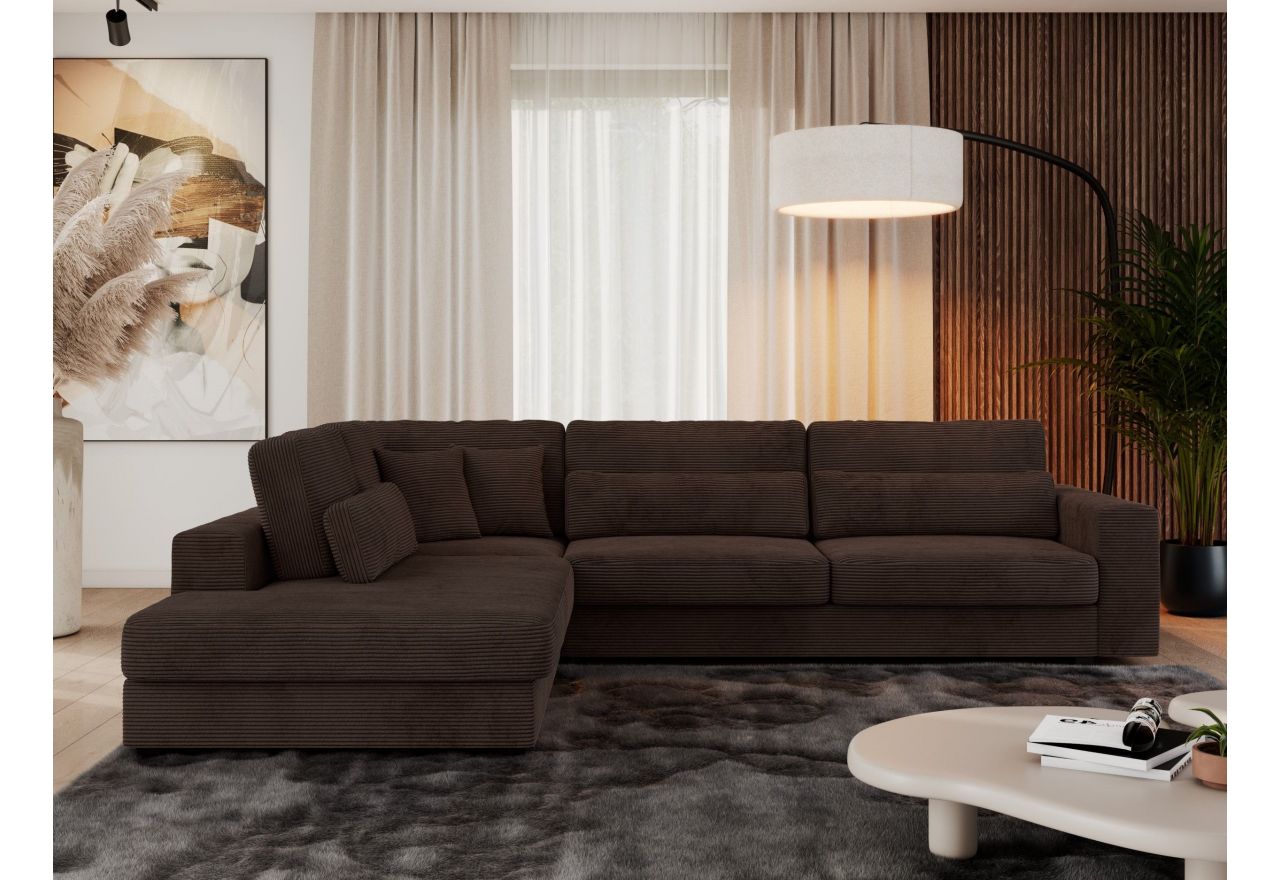 Narożnik SAVONA L - strona lewa - brązowy, sztruks