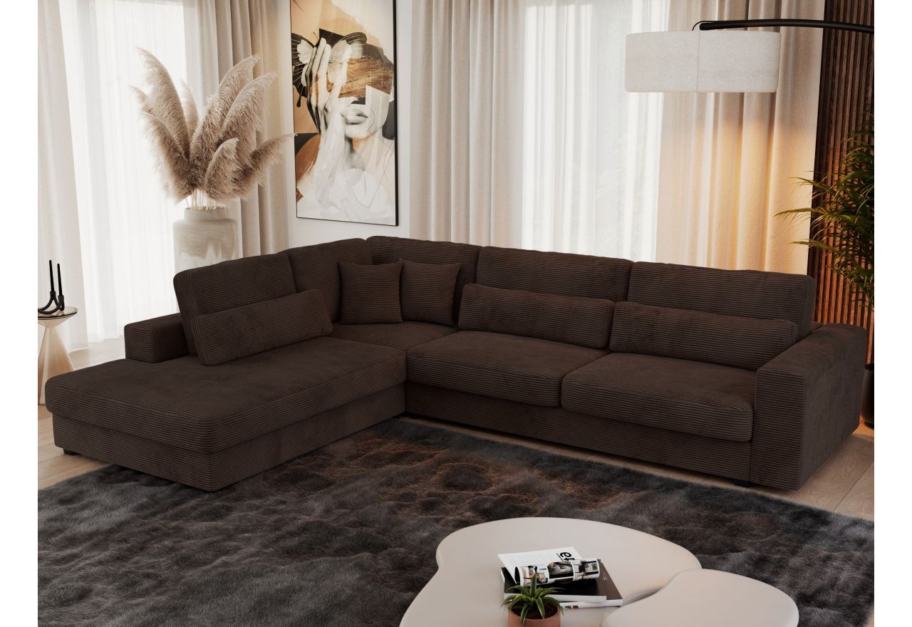 Narożnik SAVONA L - strona lewa - brązowy, sztruks