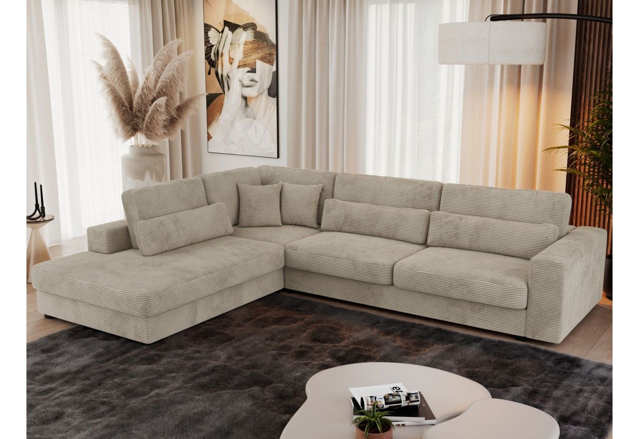 Narożnik SAVONA L - strona lewa - jasnoszary, sztruks