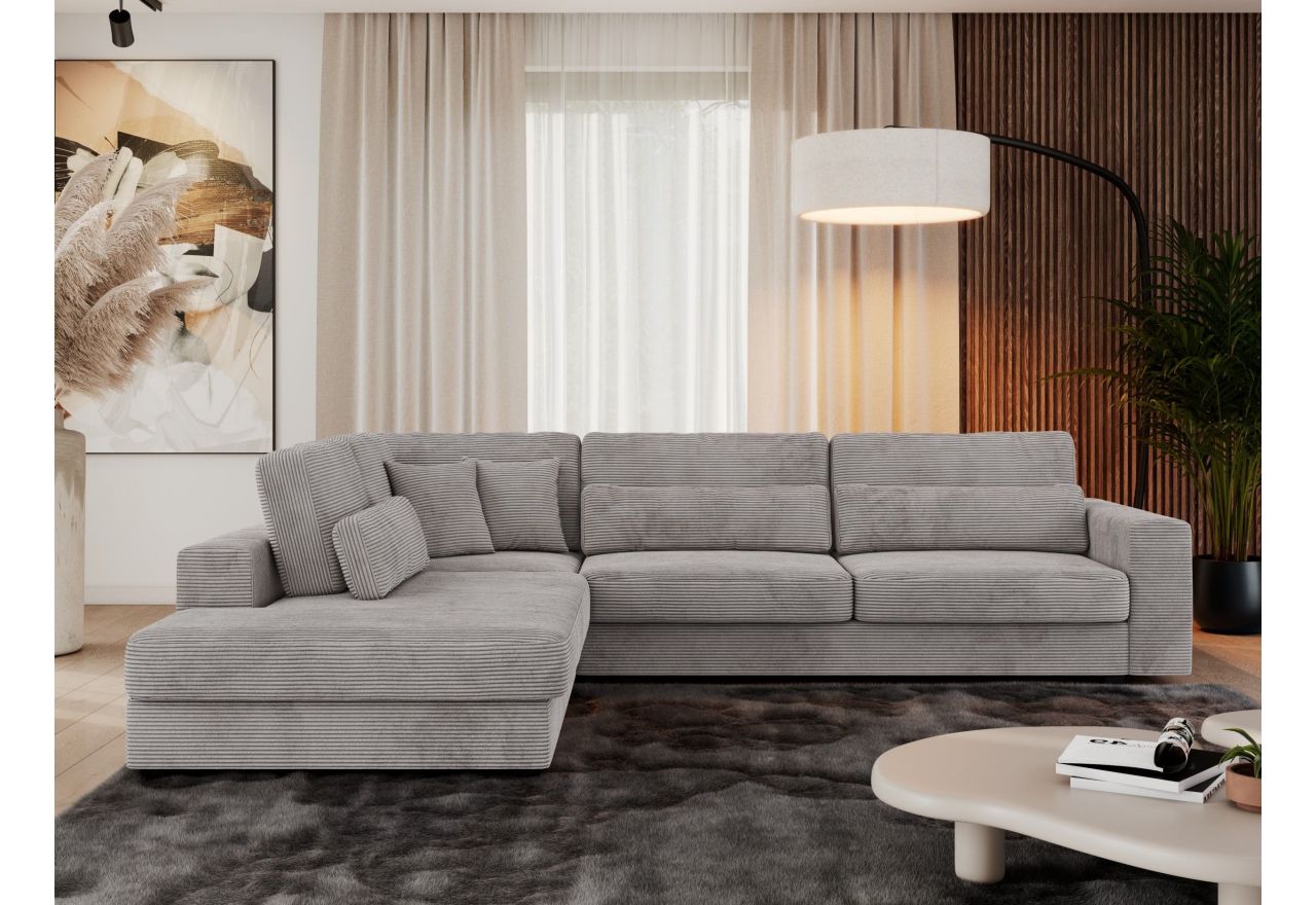 Narożnik SAVONA L - strona lewa - szary, sztruks