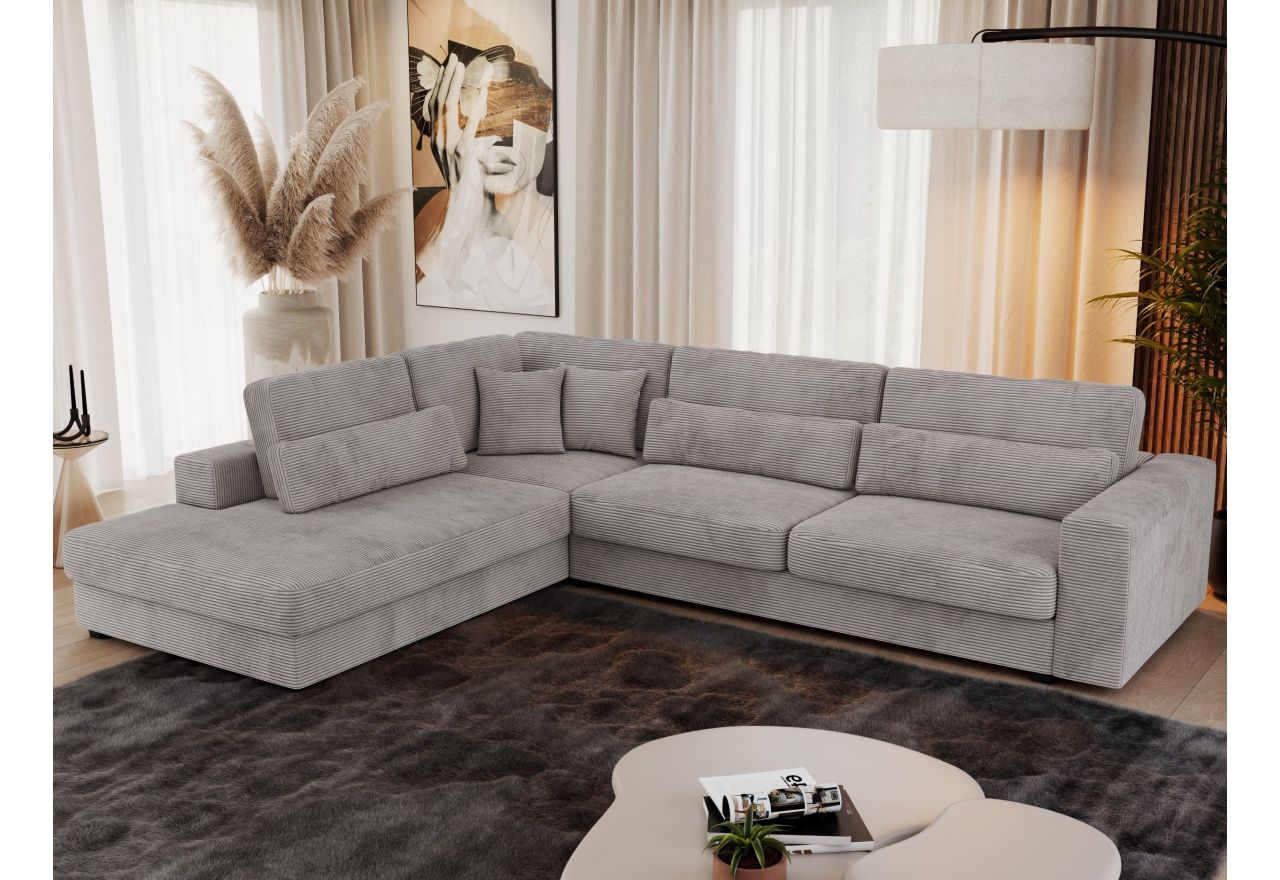 Narożnik SAVONA L - strona lewa - szary, sztruks