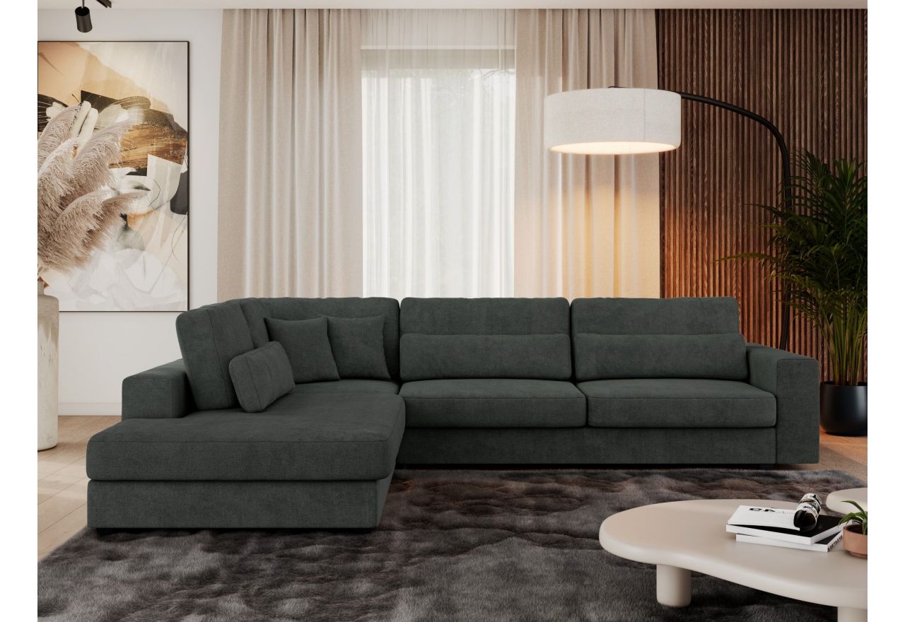 Narożnik SAVONA L - strona lewa - ciemnoszary, struktura