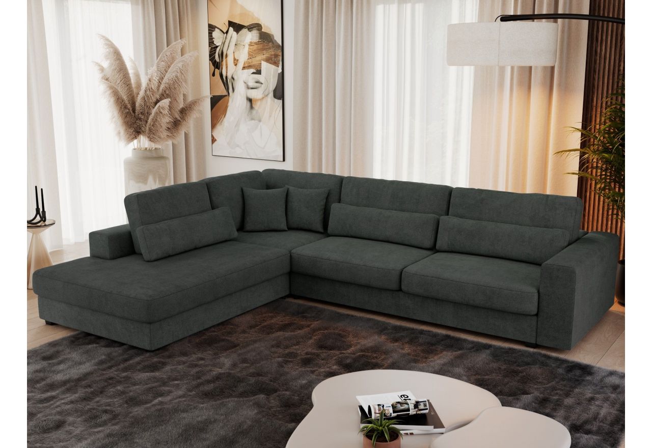 Narożnik SAVONA L - strona lewa - ciemnoszary, struktura