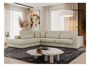 Narożnik SAVONA L - strona lewa - beżowy, welwet