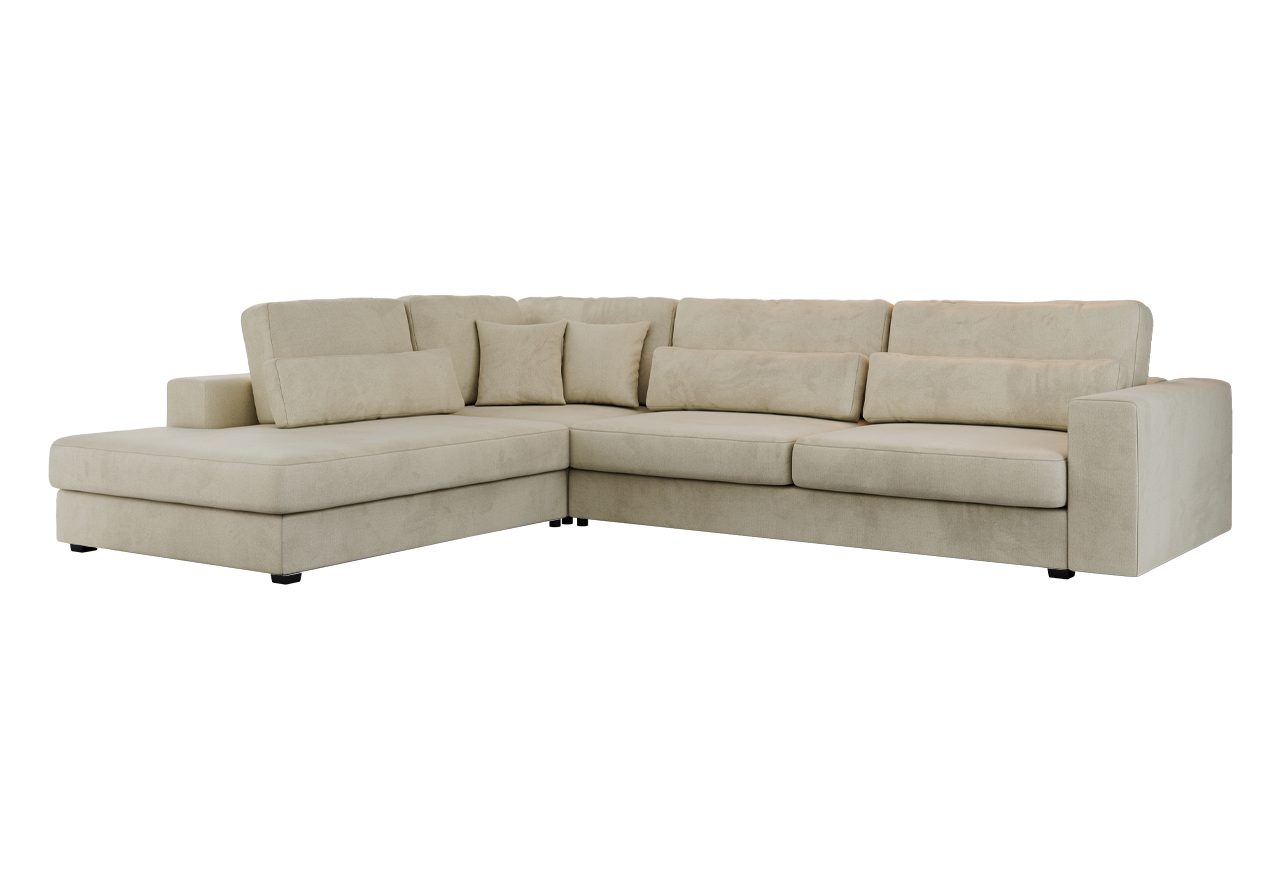 Narożnik SAVONA L - strona lewa - beżowy, welwet