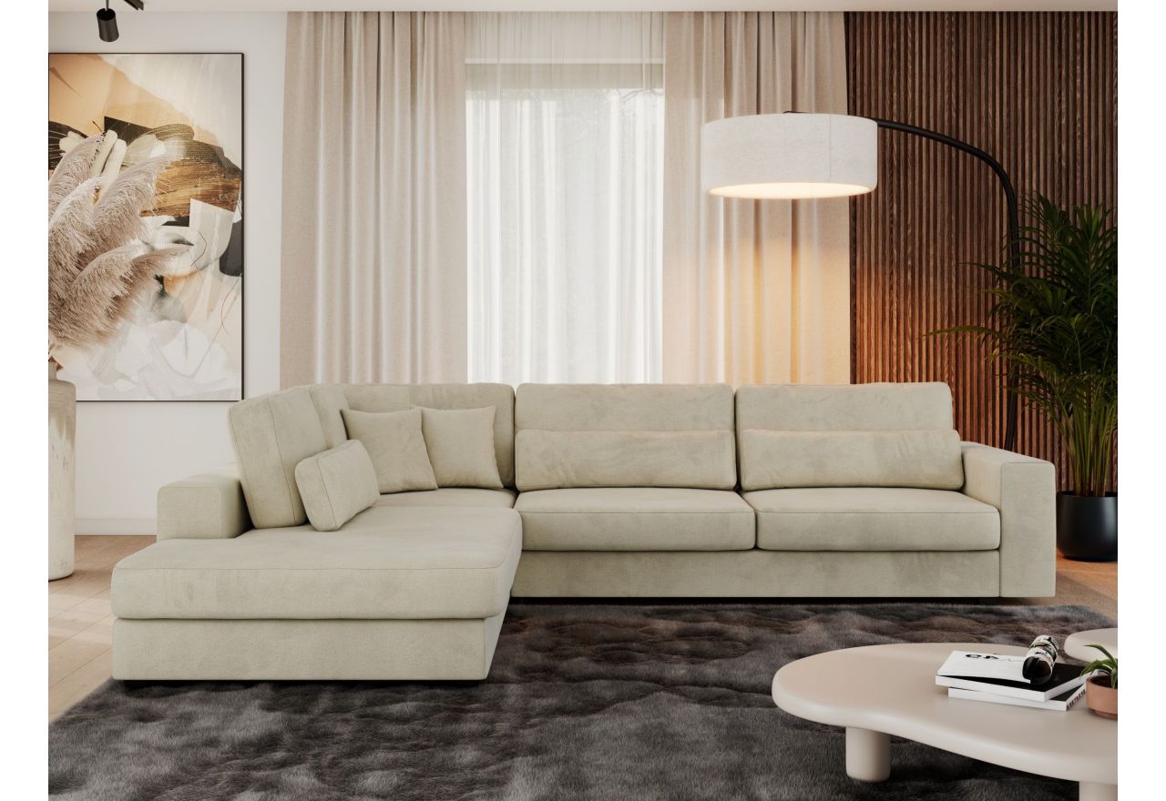 Narożnik SAVONA L - strona lewa - beżowy, welwet