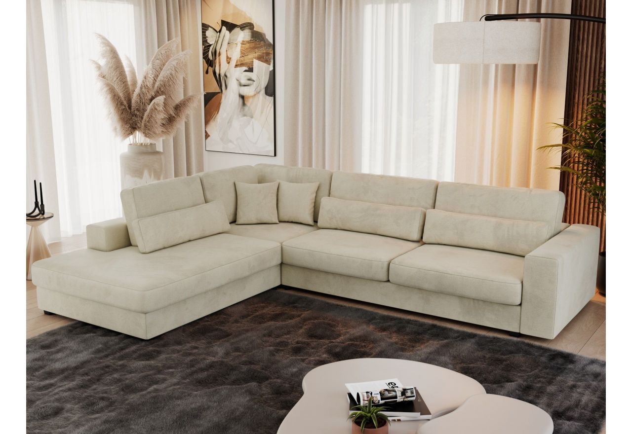 Narożnik SAVONA L - strona lewa - beżowy, welwet