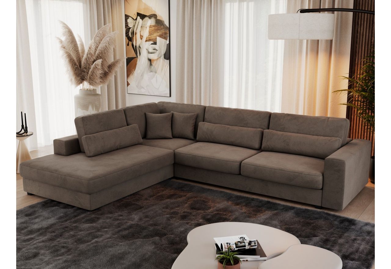 Narożnik SAVONA L - strona lewa - brązowy, welwet