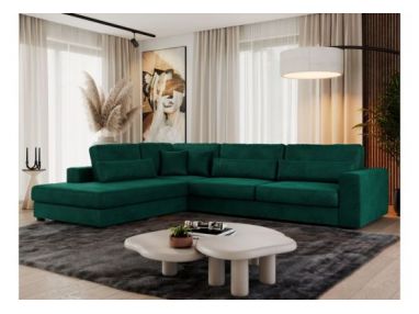 Narożnik SAVONA L - strona lewa - ciemnozielony, welwet