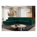 Narożnik SAVONA L - strona lewa - ciemnozielony, welwet