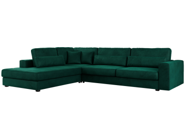 Narożnik SAVONA L - strona lewa - ciemnozielony, welwet