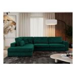 Narożnik SAVONA L - strona lewa - ciemnozielony, welwet