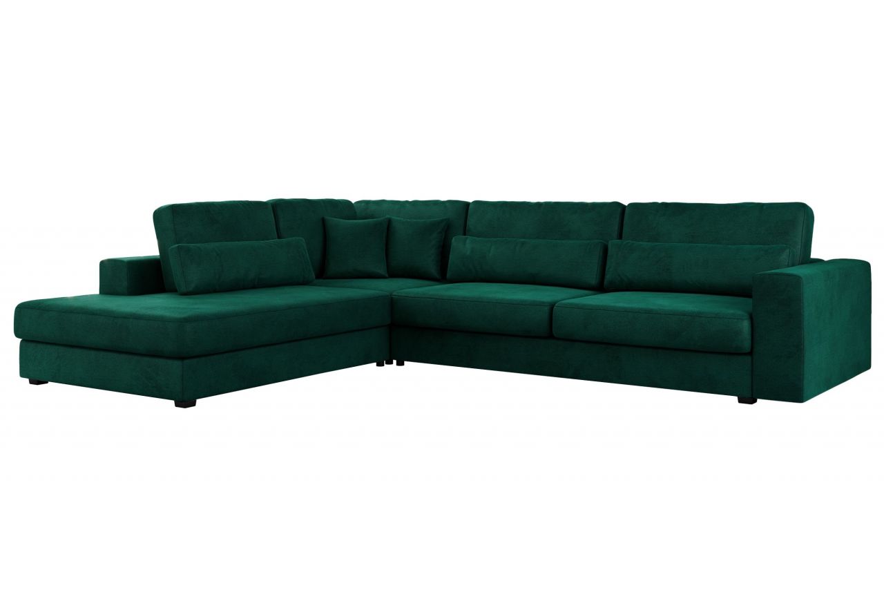 Narożnik SAVONA L - strona lewa - ciemnozielony, welwet