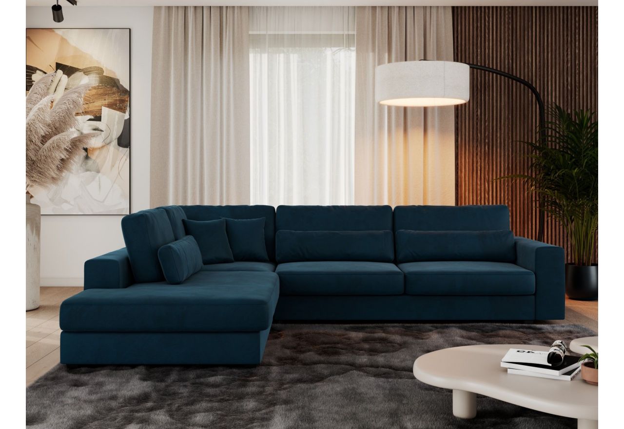 Narożnik SAVONA L - strona lewa - ciemnoniebieski, welwet
