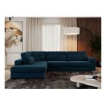 Narożnik SAVONA L - strona lewa - ciemnoniebieski, welwet