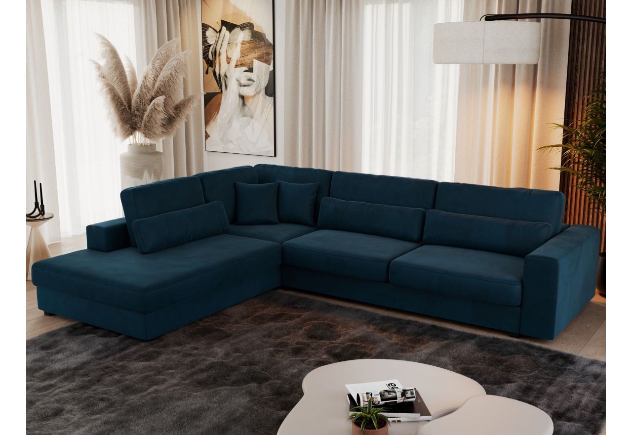 Narożnik SAVONA L - strona lewa - ciemnoniebieski, welwet