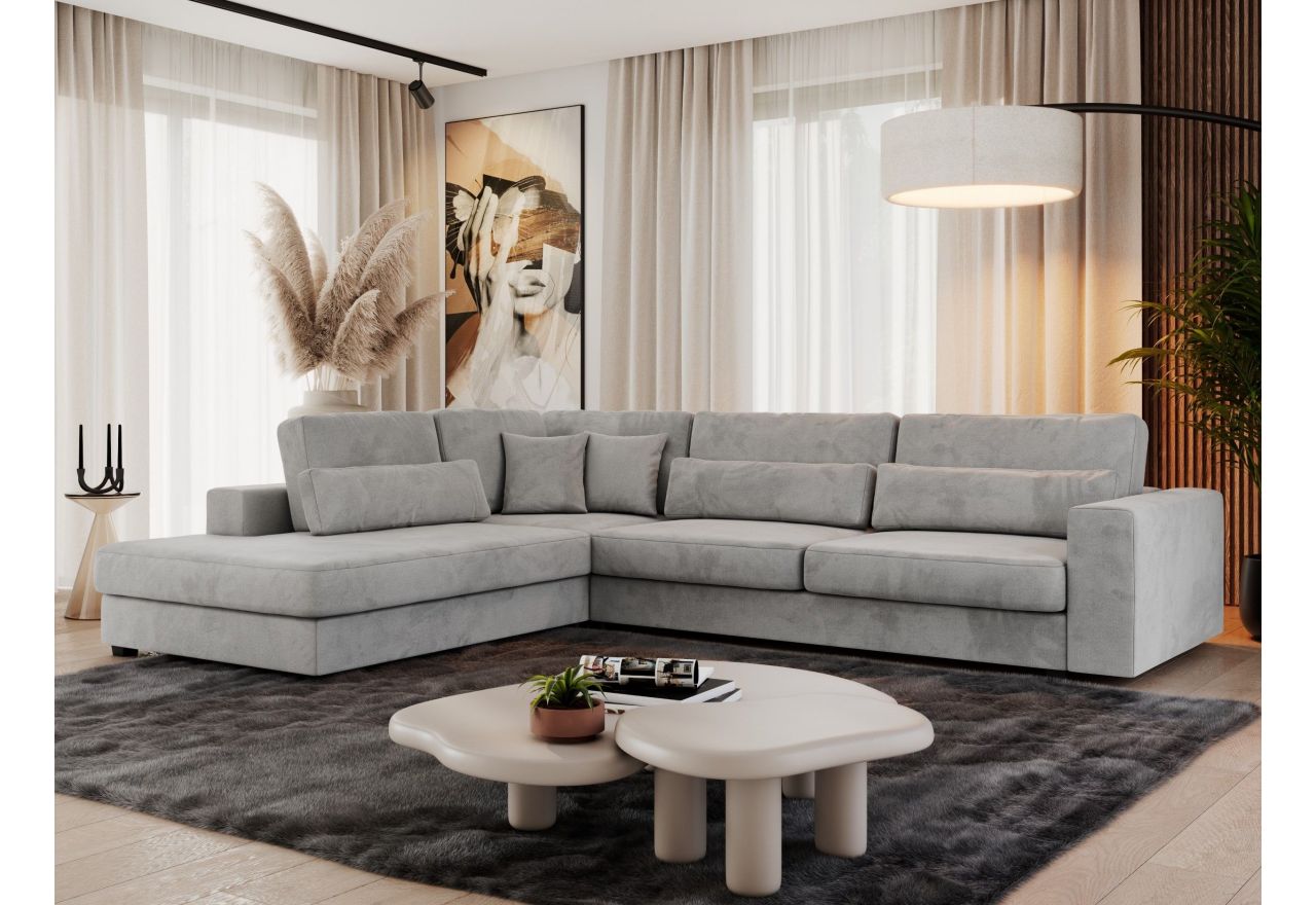 Narożnik SAVONA L - strona lewa - jasnoszary, welwet