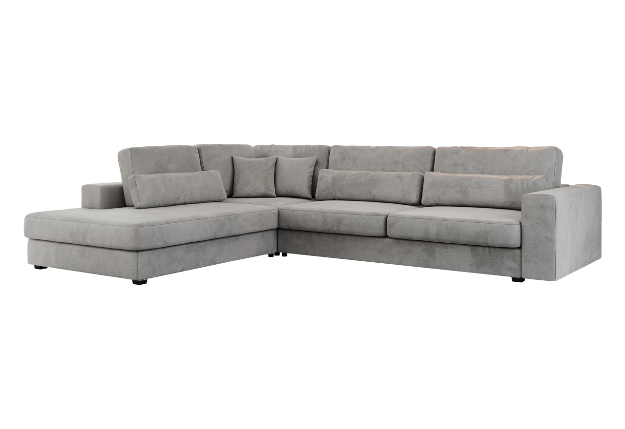 Narożnik SAVONA L - strona lewa - jasnoszary, welwet