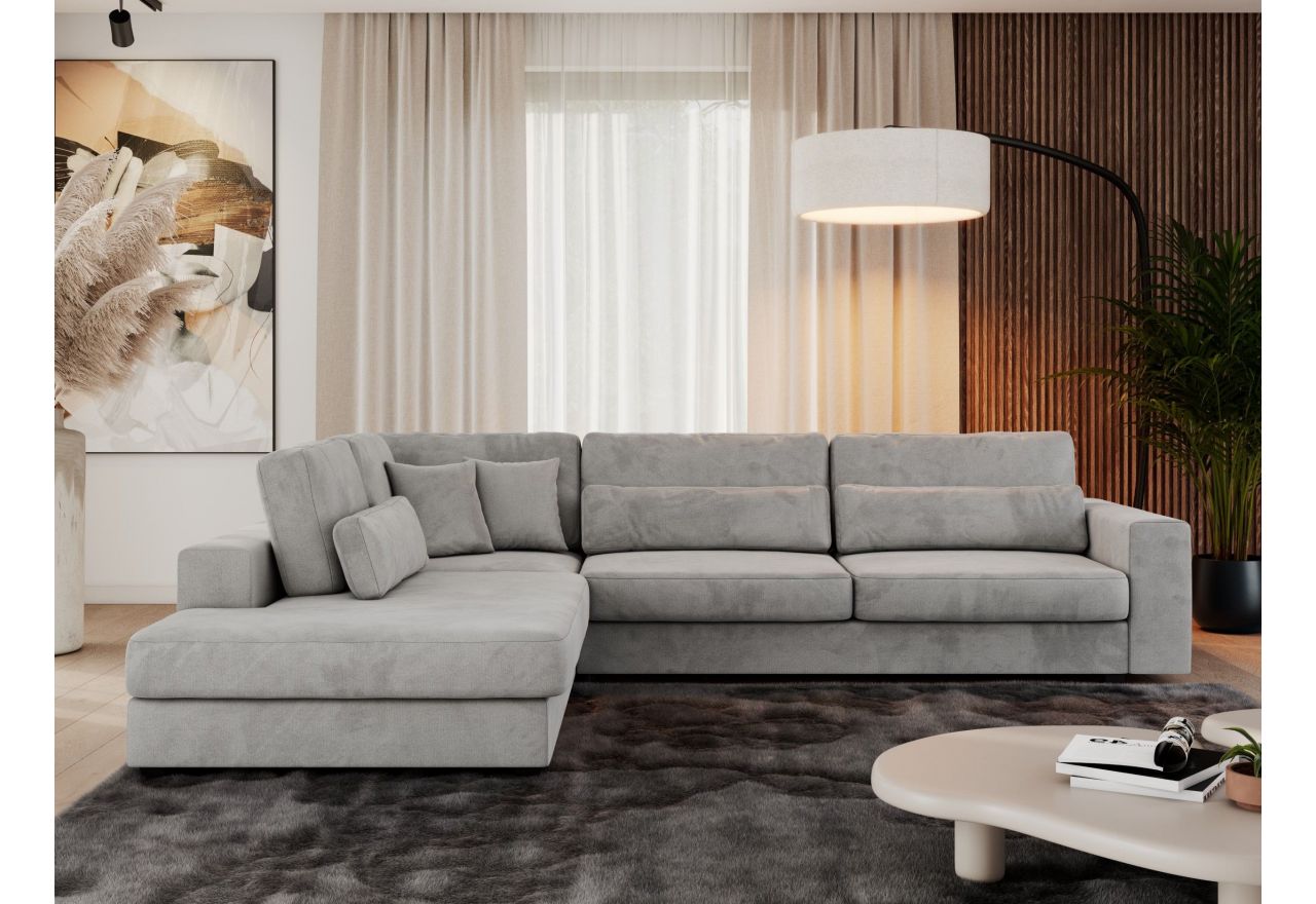 Narożnik SAVONA L - strona lewa - jasnoszary, welwet