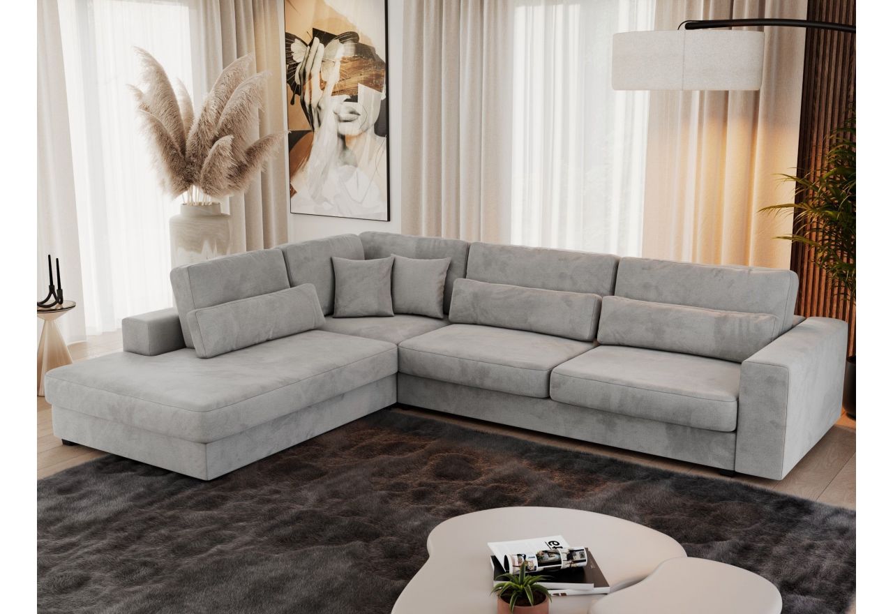 Narożnik SAVONA L - strona lewa - jasnoszary, welwet