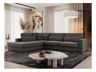 Narożnik SAVONA L - strona lewa - ciemnoszary, welwet