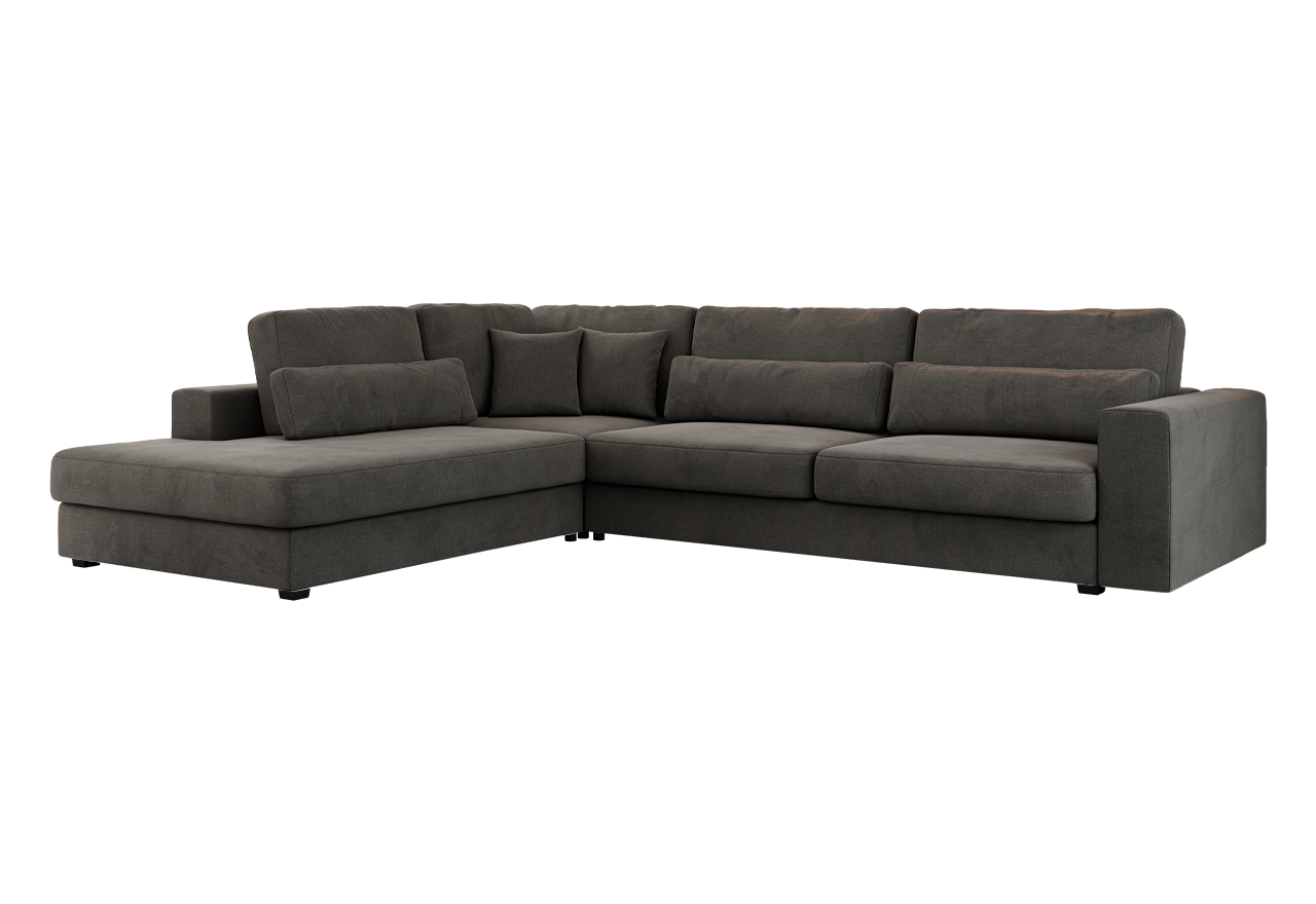 Narożnik SAVONA L - strona lewa - ciemnoszary, welwet