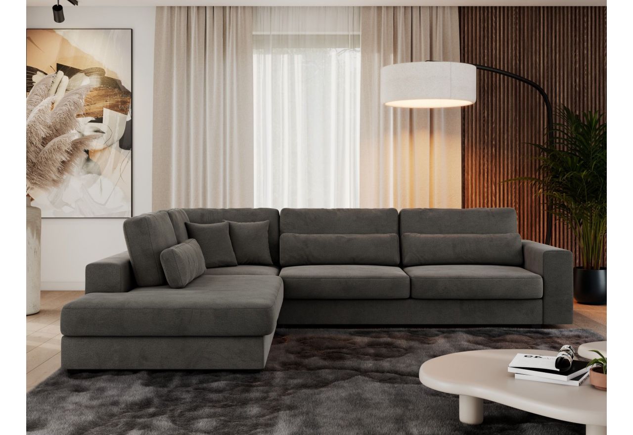 Narożnik SAVONA L - strona lewa - ciemnoszary, welwet