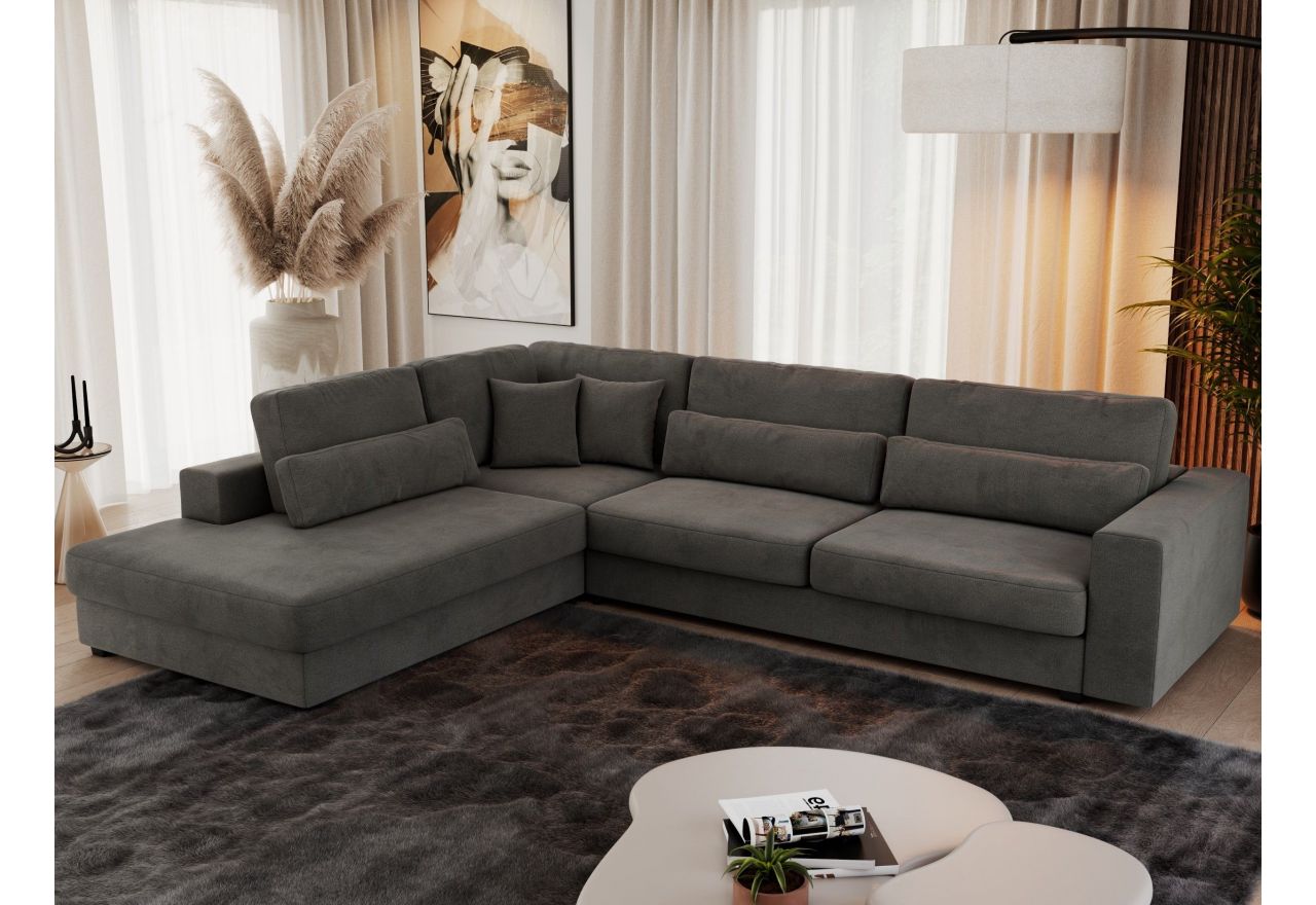 Narożnik SAVONA L - strona lewa - ciemnoszary, welwet