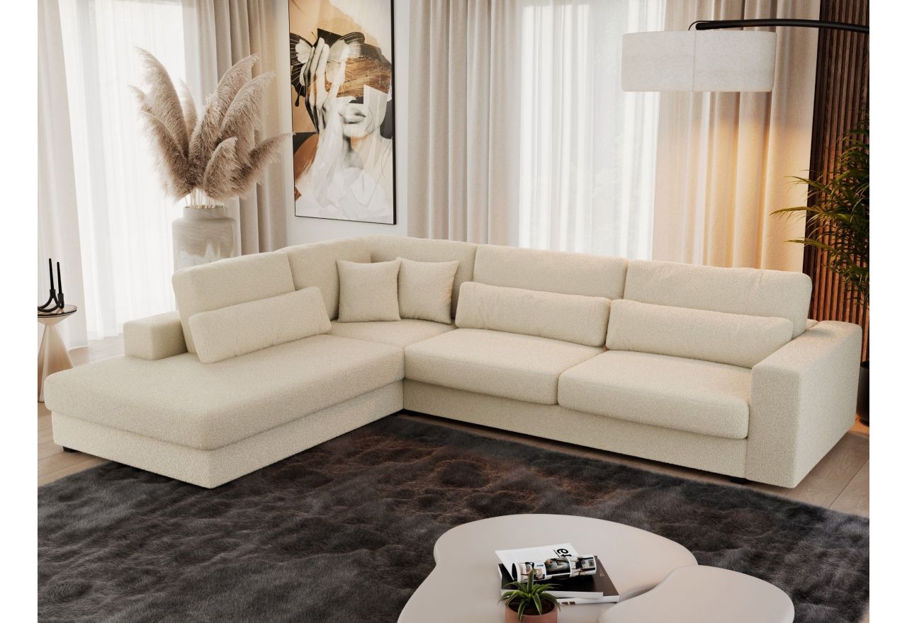 Narożnik SAVONA L - strona lewa - beżowy, boucle