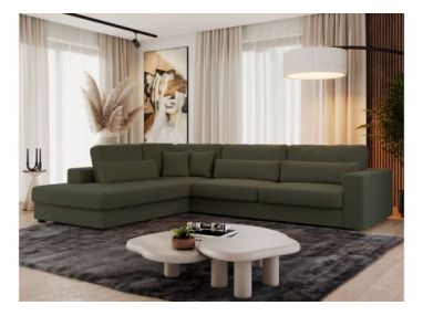 Narożnik SAVONA L - strona lewa - ciemnozielony, boucle