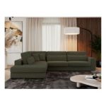 Narożnik SAVONA L - strona lewa - ciemnozielony, boucle