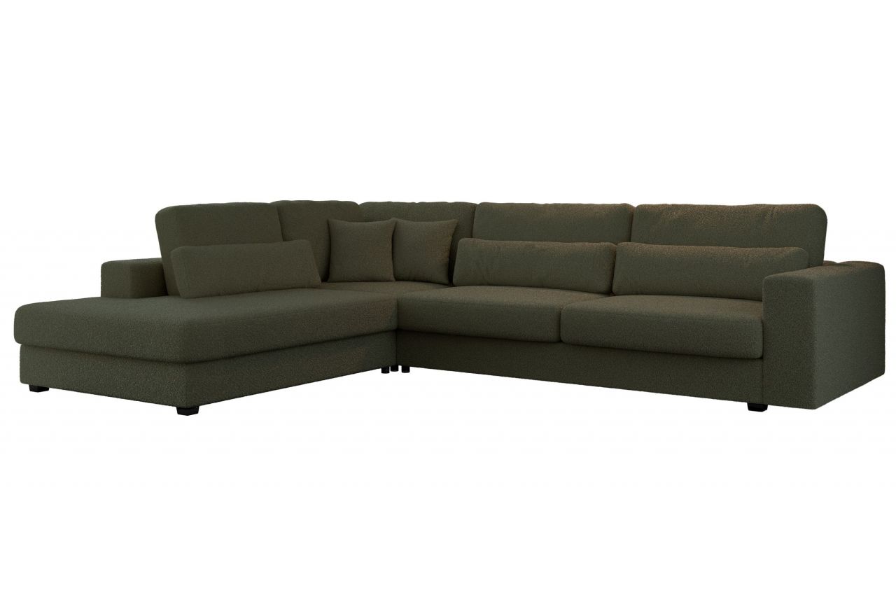 Narożnik SAVONA L - strona lewa - ciemnozielony, boucle