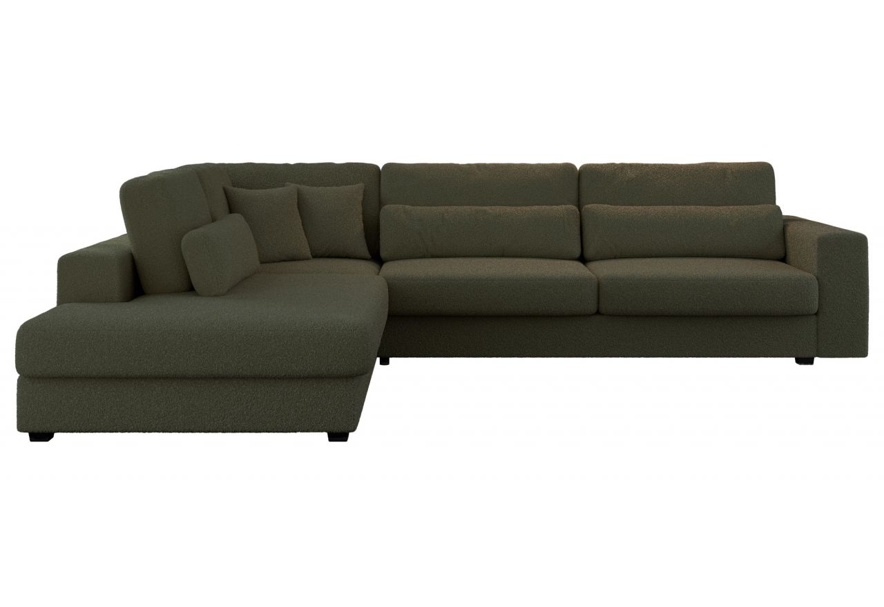 Narożnik SAVONA L - strona lewa - ciemnozielony, boucle