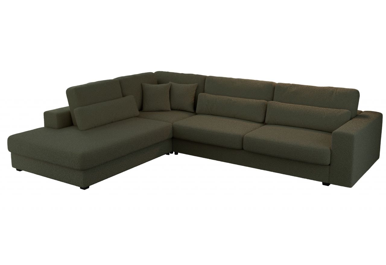 Narożnik SAVONA L - strona lewa - ciemnozielony, boucle