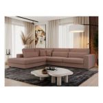 Narożnik SAVONA L - strona lewa - różowy, boucle