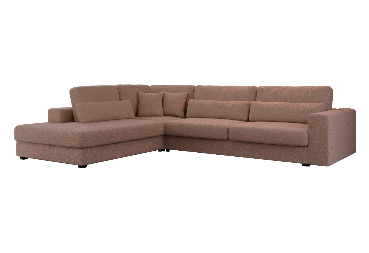 Narożnik SAVONA L - strona lewa - różowy, boucle